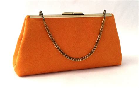 orange suede bag|orange evening bag.